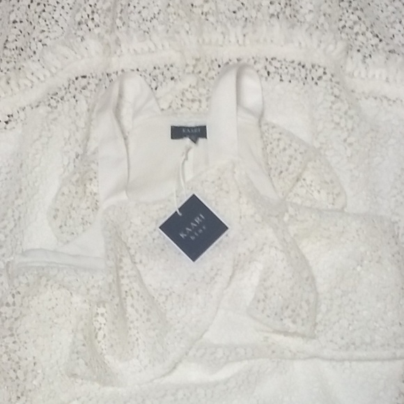 Kaari Blue crochet lace fringe dress NWT medium *Z - Picture 5 of 8